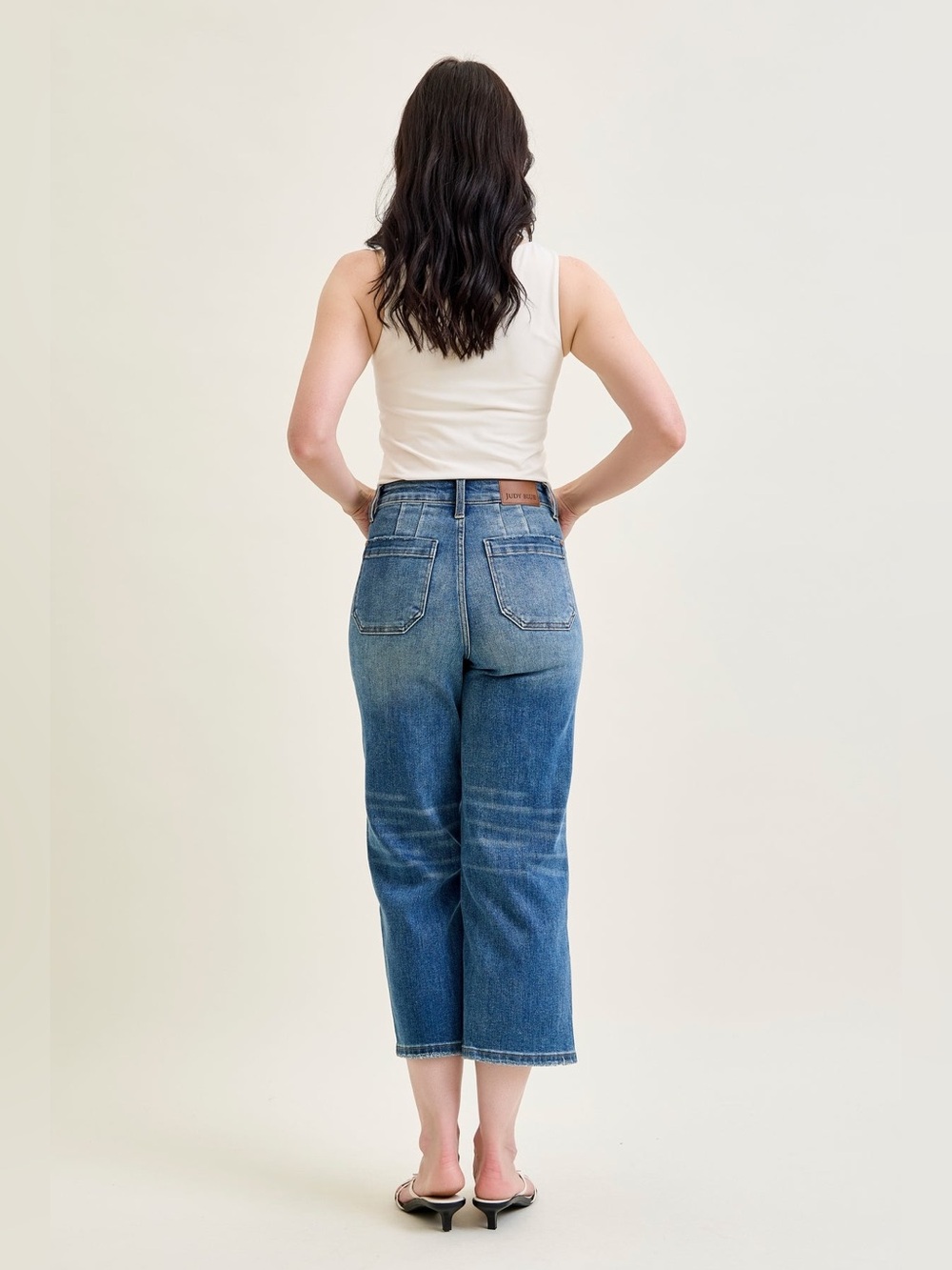 Judy Blue Size 16W Lux Utility Pockets Cropped Wide Leg - Blue